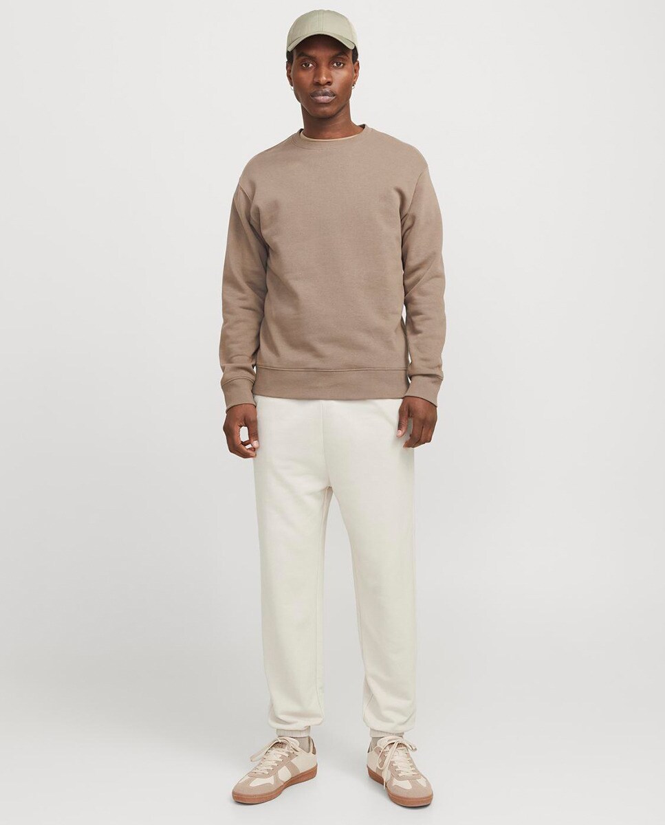 Joggers com Cós Elástico e Cordões Bege-1