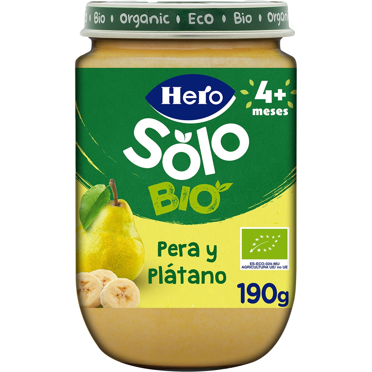 tarrito de pera y plátano 100% ecológico y sin gluten desde 4 meses envase 190 g