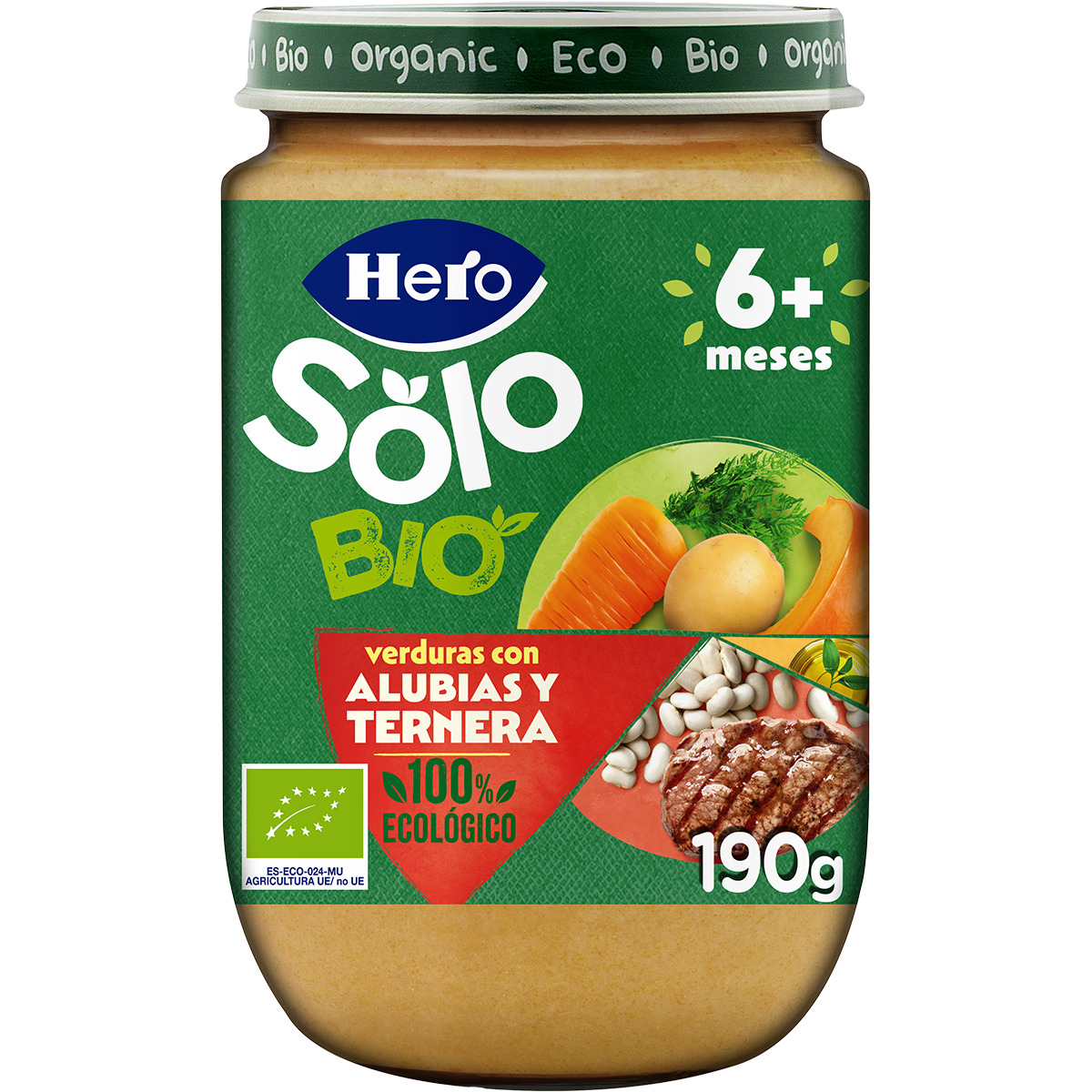 tarrito de verduras con alubias y ternera ecológico y sin gluten desde 6 meses tarrito 190 g