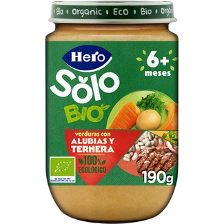 tarrito de verduras con alubias y ternera ecológico y sin gluten desde 6 meses tarrito 190 g - Hero Solo