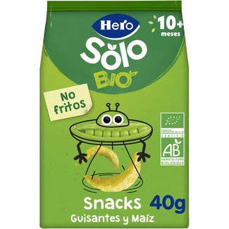 snacks de guisantes y maíz ecológicos desde 10 meses bolsa 40 g - Hero Solo