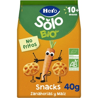 snacks de zanahorias y maíz ecológicos desde 10 meses bolsa 40 g - Hero Solo