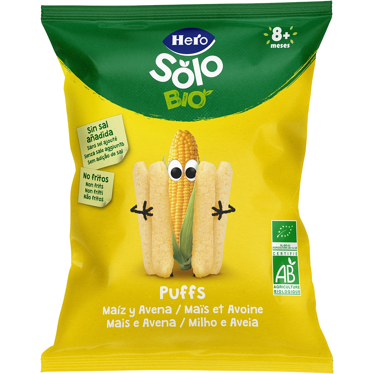 Puffs snacks de maíz y avena ecológicos desde 8 meses bolsa 25 g