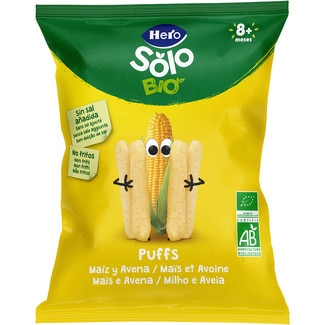 Puffs snacks de maíz y avena ecológicos desde 8 meses bolsa 25 g - Hero Solo