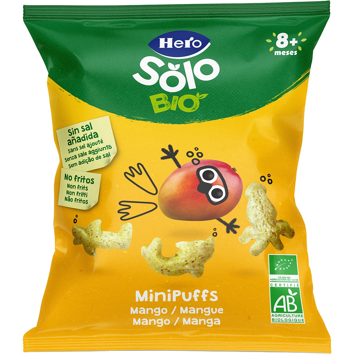 mini puffs snacks de mango ecológicos desde 8 meses bolsa 18 g