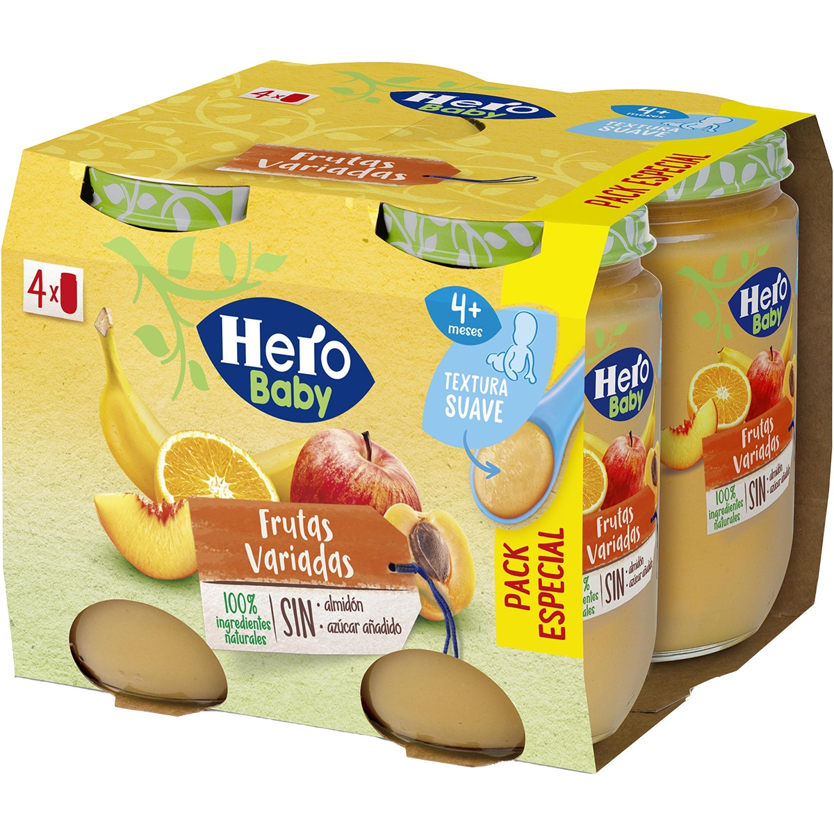 tarritos de frutas variadas sin gluten desde 4 meses pack 4 envases 190 g
