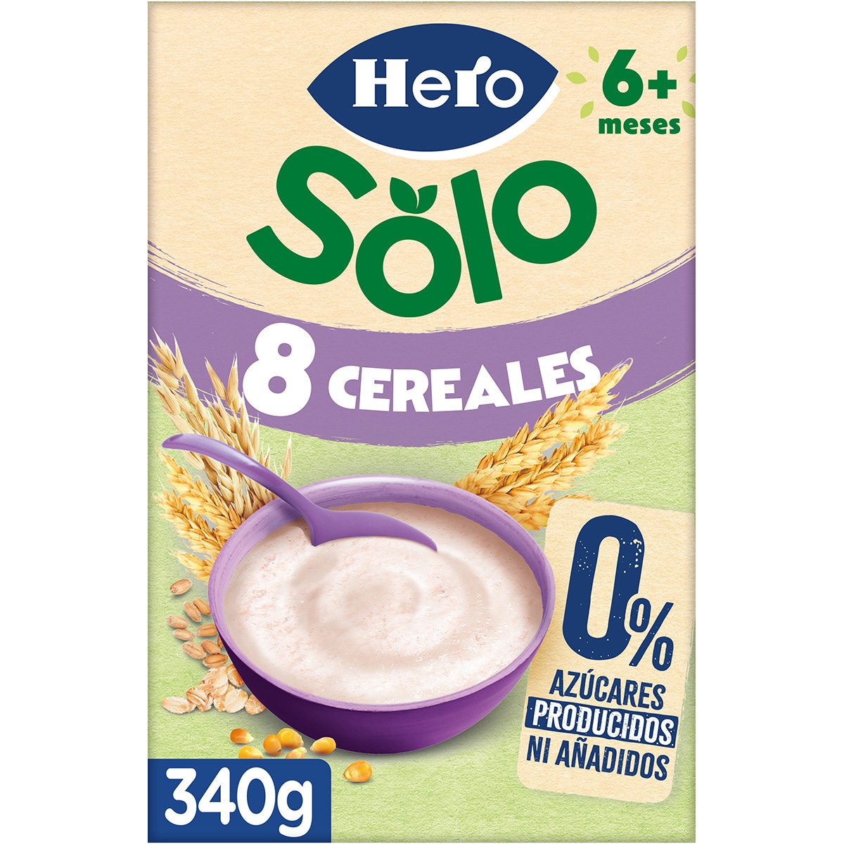 papilla de 8 cereales 0% azúcares producidos ni añadidos desde 6 meses envase 340 g