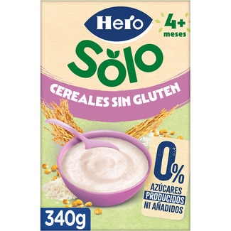 papilla de cereales sin gluten, 0% azúcares producidos ni añadidos desde 4 meses envase 340 g - Hero Solo