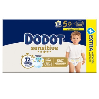 Fraldas Sensitive Extra Box 12-17kg T5+ embalagem 88 unidades - Dodot