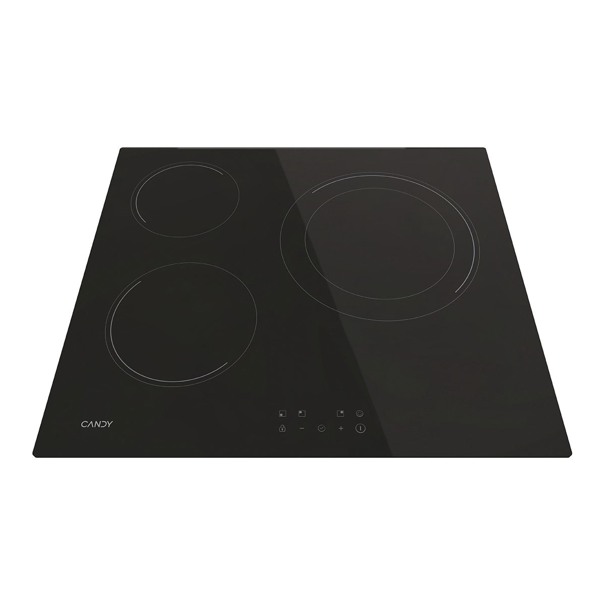 Placa Vitrocerámica Candy, 3 Zonas de Cocción con zona grande de 30 CM - CH63DCC Negro-2