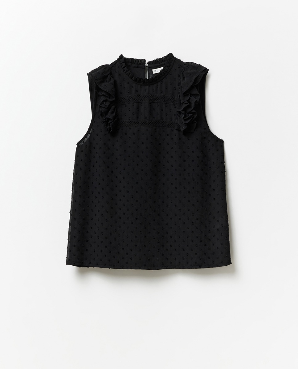 Blusa com Renda e Plumetti Preto-5