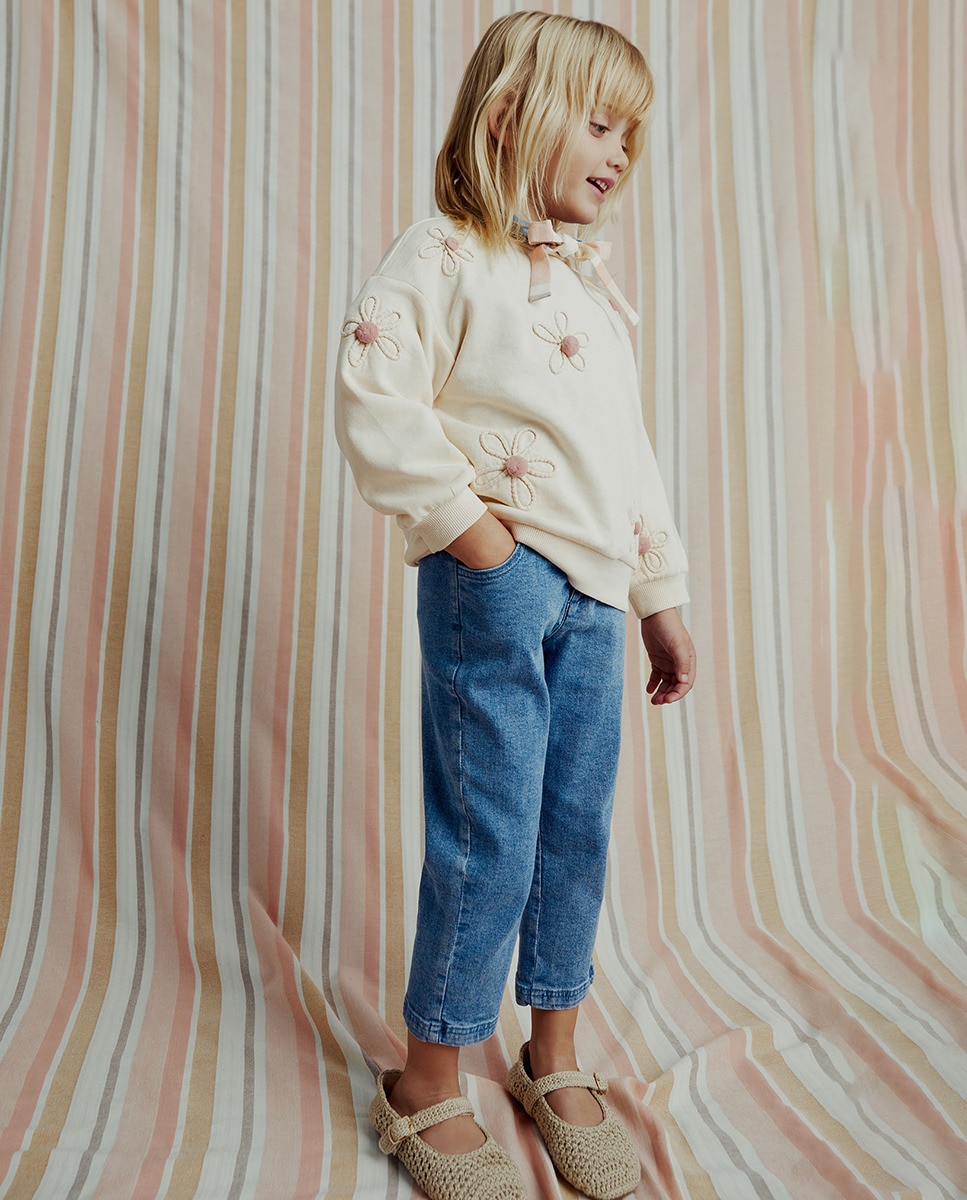 Sweatshirt com Estampado Floral e Cordão Cru-2
