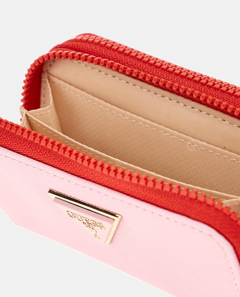 Porta-Moedas Pequeno com Fecho de Correr Duplo Rosa-3