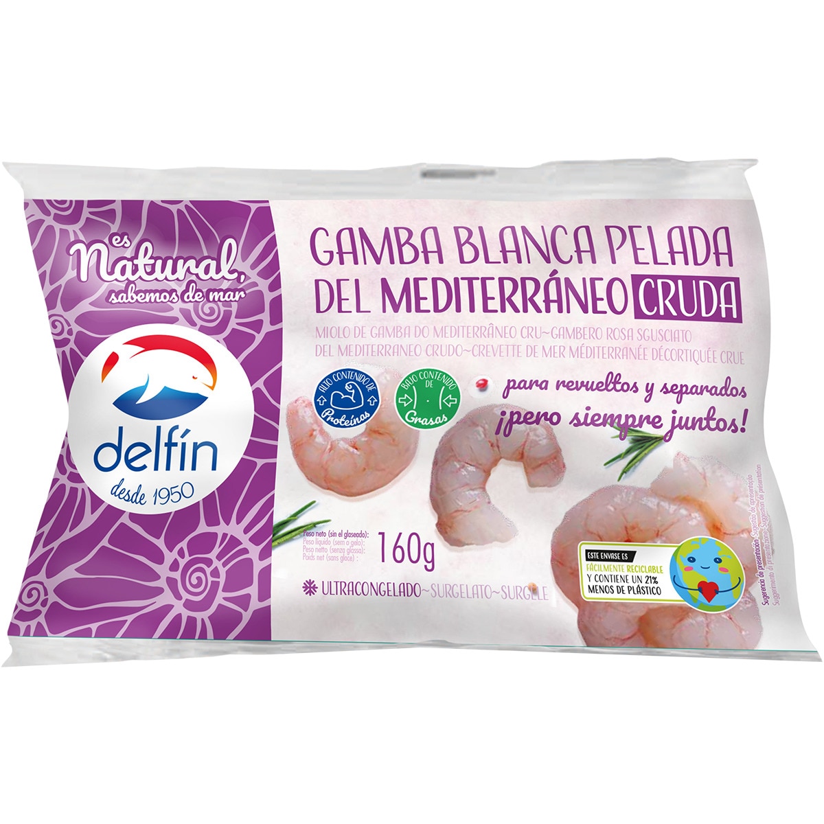 gamba pelada cruda 60-77 piezas bolsa 160 g neto escurrido