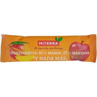 barrita de frutas con 1/2 mango y 1 manzana sin gluten y sin lácteos 35 g - Miterra