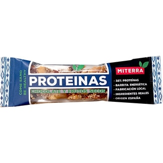 barrita de proteínas con chocolate y frutos secos envase 30 g - Miterra