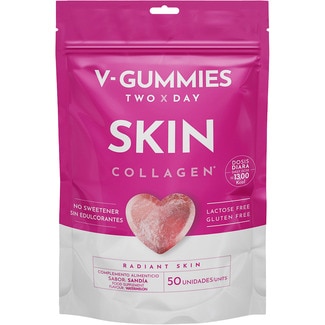 Skin Collagen gominolas con sabor a sandía sin gluten y sin lactosa bolsa 50 unidades sin edulcorantes - V-gummies