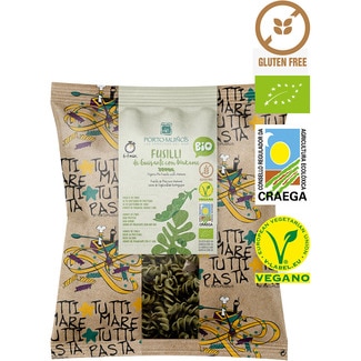 fussili ecológicos de guisante con wakame sin gluten envase 200 g - Porto Muiños