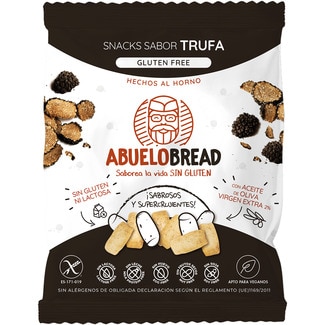 snacks de pan con sabor a trufa con aceite de oliva virgen extra, sin gluten y sin lactosa bolsa 50 g apto para veganos - Abuelobread