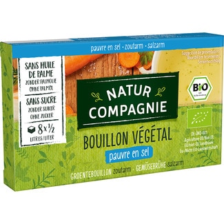 caldo de vegetal ecológico en pastillas sin aceite de palma caja 68 g bajo en sal y sin azúcar - Natur Compagnie