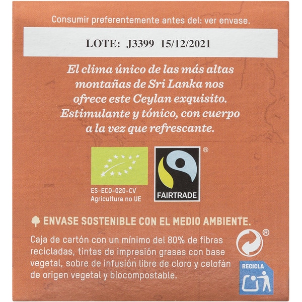 Tierra Madre té negro de Ceylán Bio estuche 20 bolsitas