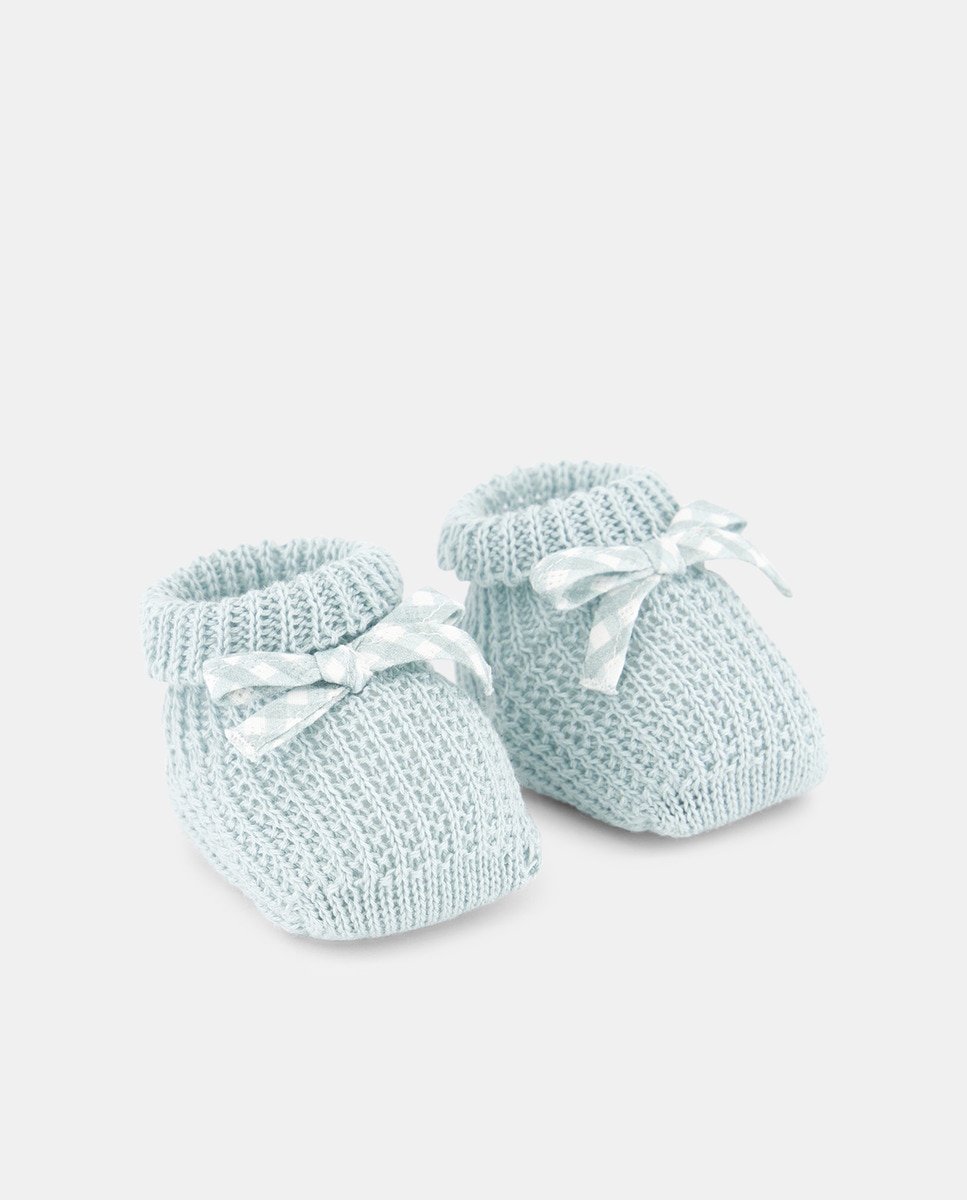 Botas de Tricot de Máquina com Laço de Fantasia, Laço Vichy Médio Unissexo Verde-2
