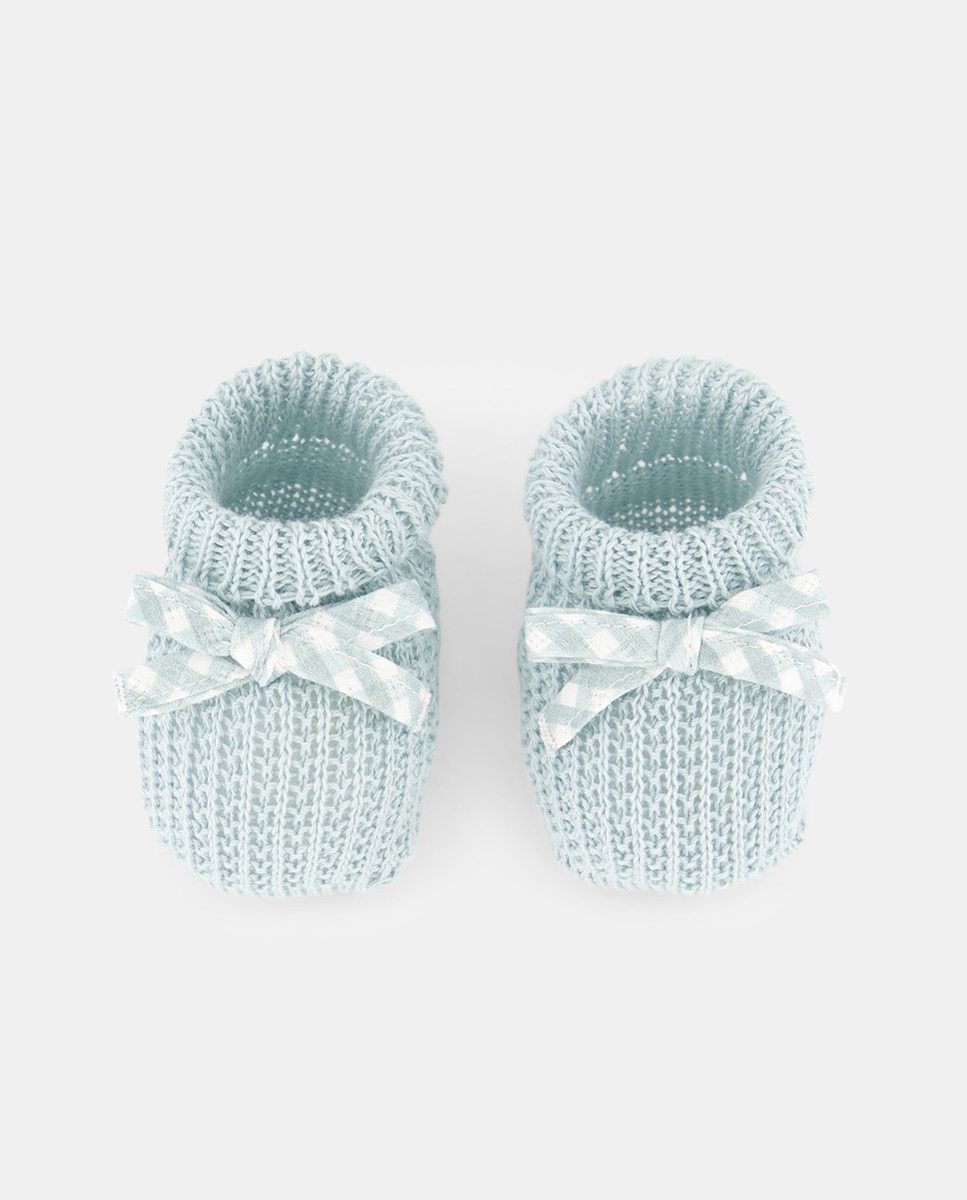Botas de Tricot de Máquina com Laço de Fantasia, Laço Vichy Médio Unissexo Verde-4