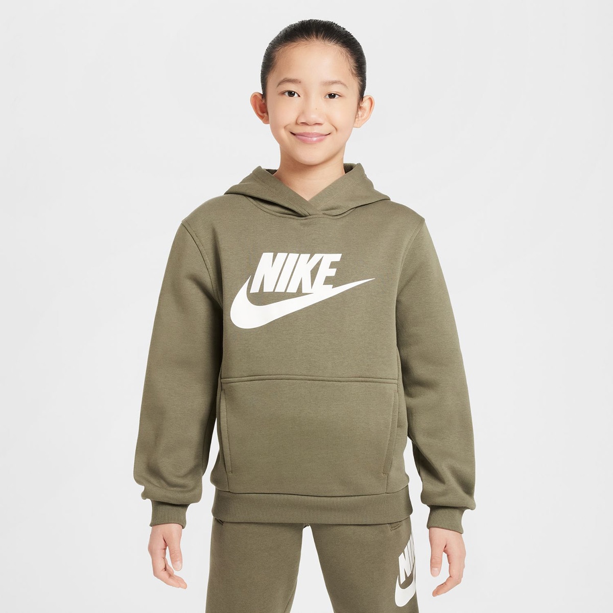 Sweatshirt de criança Sportswear Club Fleece Verde Azeitona-1
