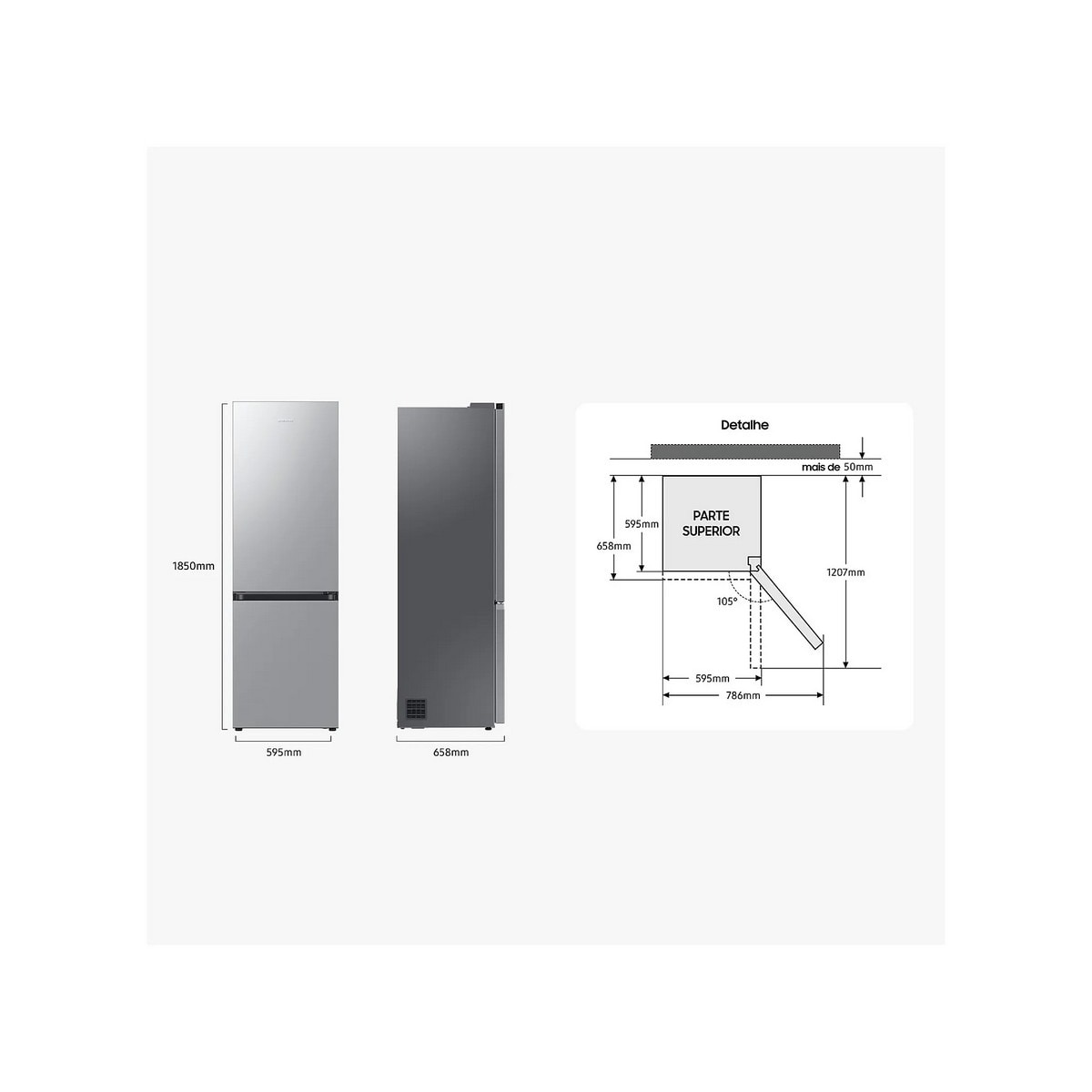 Frigorífico Combinado Samsung RB34C600DSA/EF No Frost, Modo Energia IA SmartThings e de 185,3 cm - Look Inox 5
