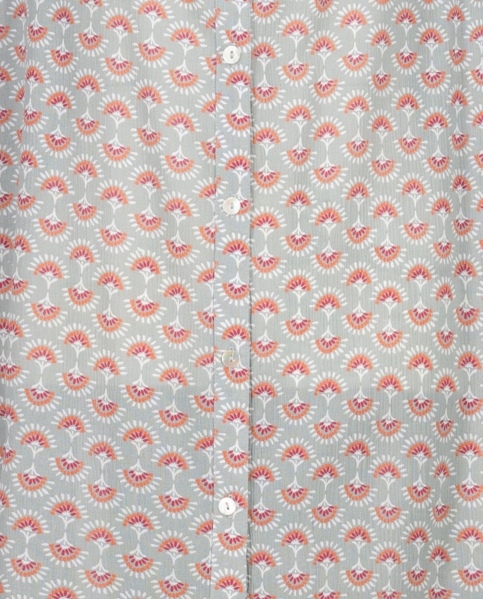 Caftán estampado camisero Verde Agua-5