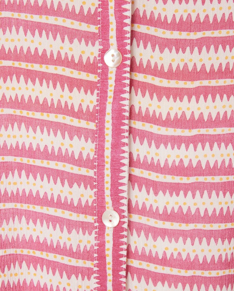 Caftán estampado camisero Fucsia-5