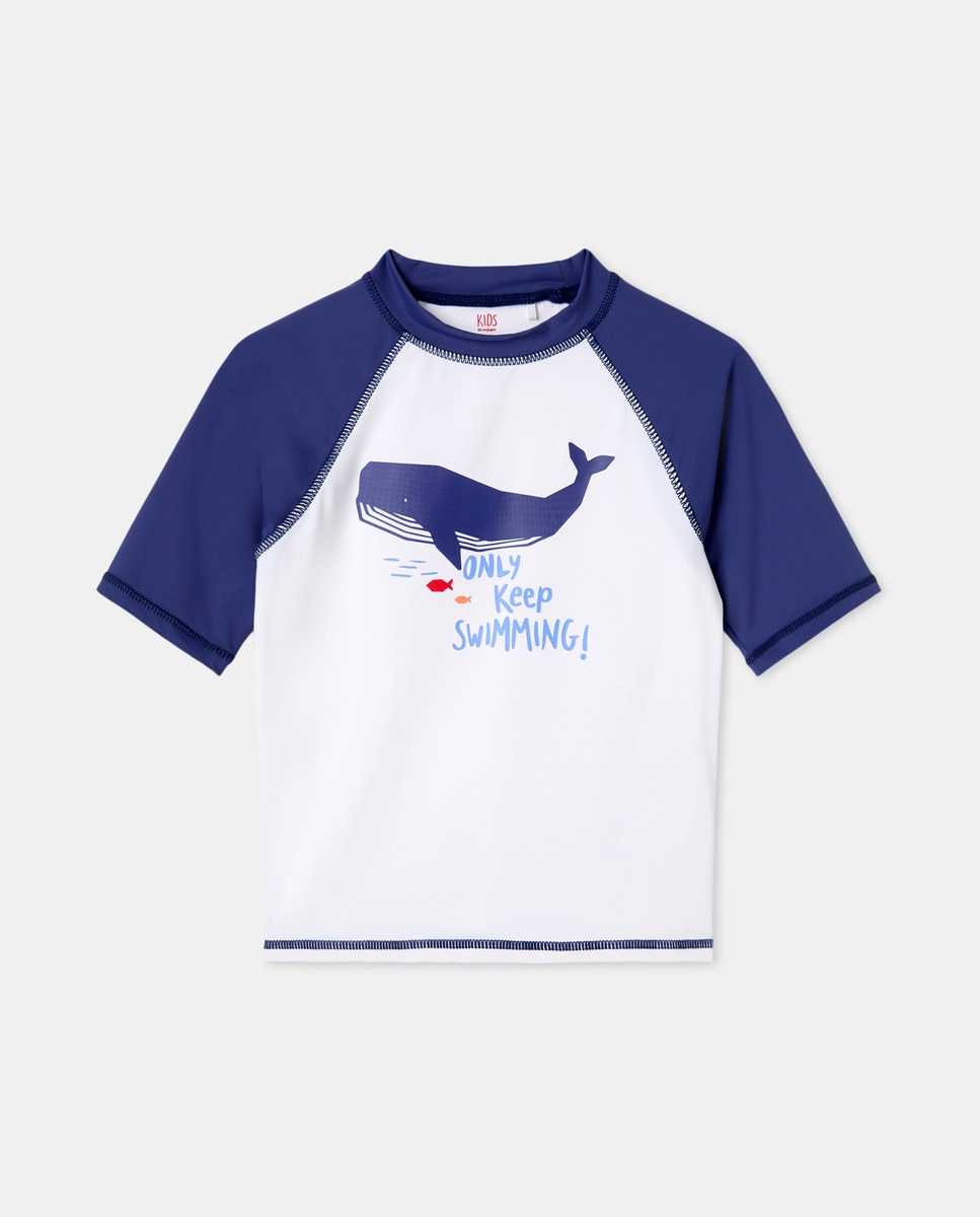 T-shirt UPF+50 com Baleias Azul-4