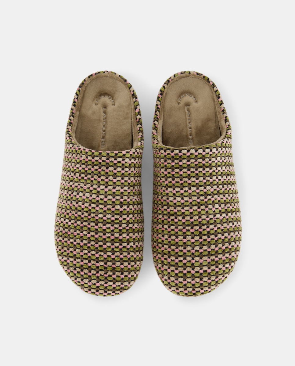 Pantufas em Tecido - Multicolor 530 Verde Escuro-4