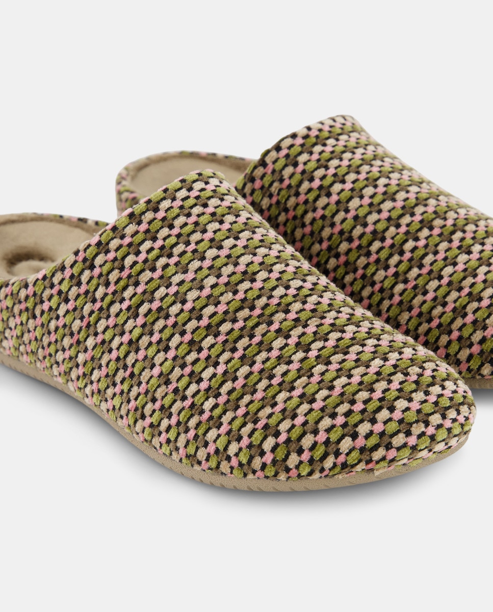 Pantufas em Tecido - Multicolor 530 Verde Escuro-5