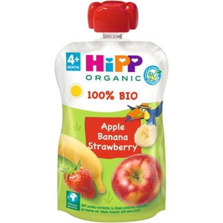 manzana, plátano y fresa ecológico desde 4 meses bolsita 100 g sin azúcar añadido - Hipp Biologico