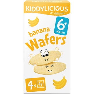 wafers con sabor a banana sin gluten desde 6 meses 4 bolsitas de 4g estuche 16 g - Kiddylicious
