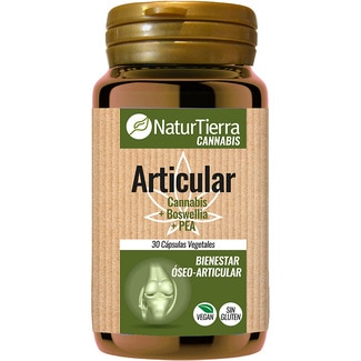 Articular cannabis, boswelia y PEA para el bienestar oseo articular sin gluten y vegano bote 30 cápsulas vegetales - Naturtierra