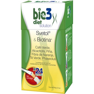 Svetol & Biotina café verde, alcachofa, piña, fibra de naranja, té verde y Phaseolus envase 24 sobres - Bio3