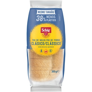 pan de molde clásico con mijo y quinoa sin gluten y sin lactosa envase 300 g - Schar