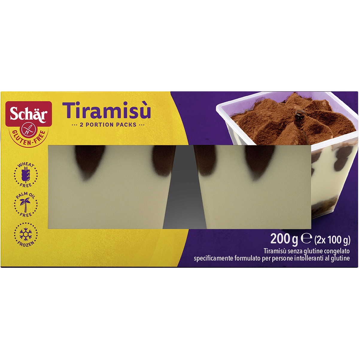 tiramisú sin gluten 2 porciones individuales y sin aceite de palma estuche 200 g
