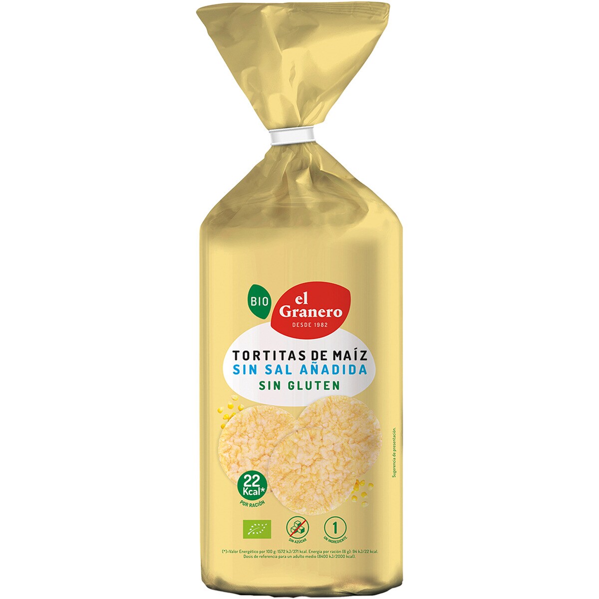 Bio tortitas de maíz sin gluten y sin sal añadida bolsa 130 g
