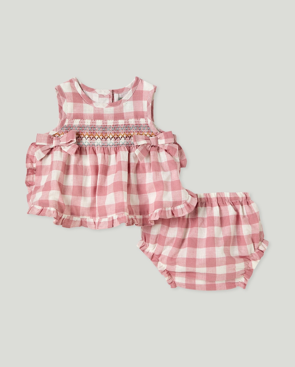 Conjunto sem Mangas de Bebé Rosa-1