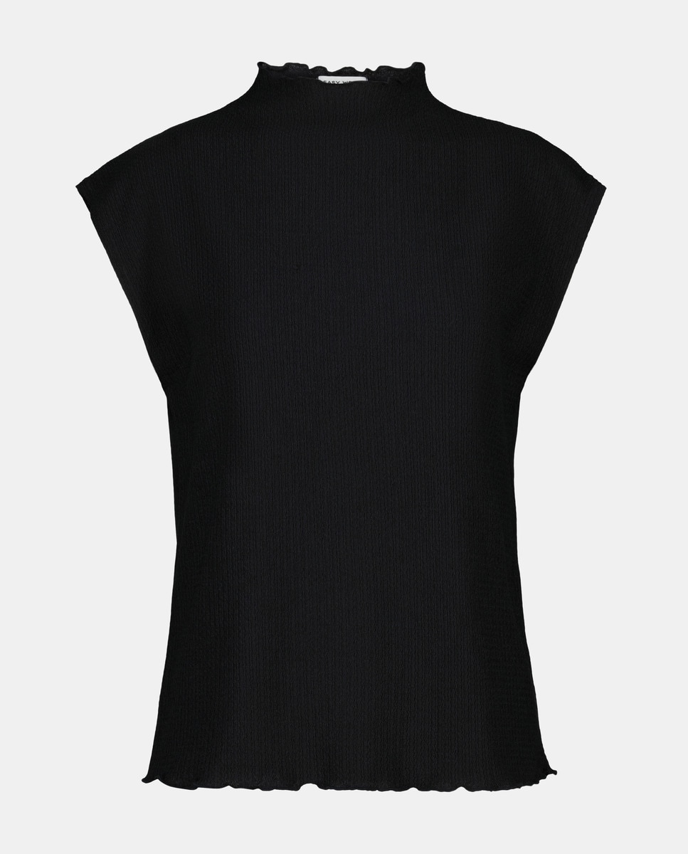 T-shirt sem Mangas com Estrutura Preto-4