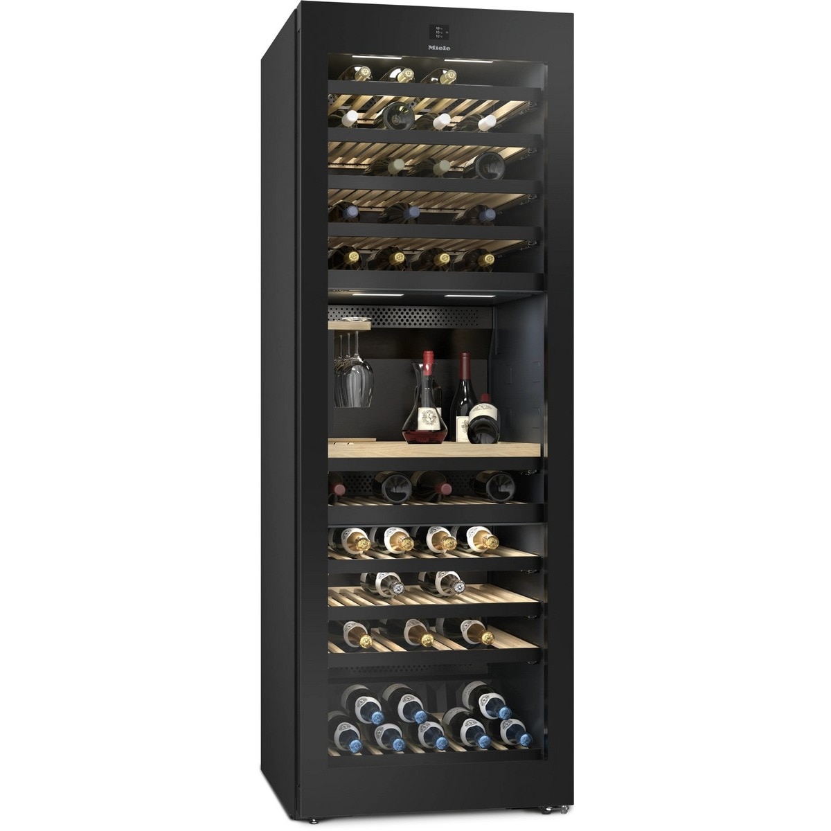 Imagem 0 de Garrafeira Miele KWT 4999 F OBSW com SommelierSet, FlexiFrame, 3 Zonas de Temperatura e de 146 Garrafas Standard - Black Steel