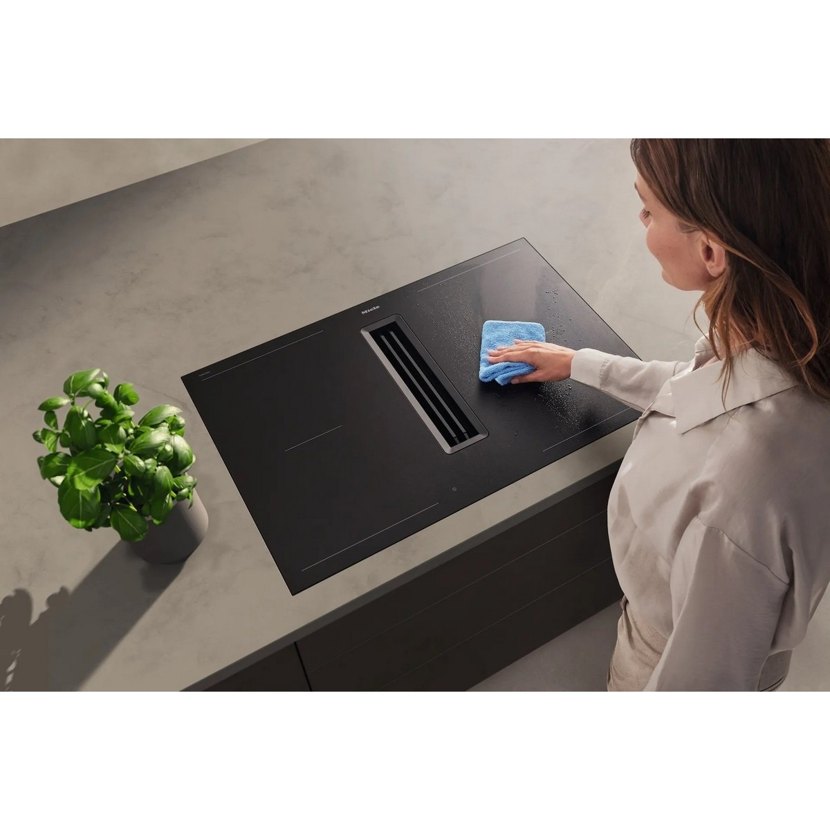 Placa de Indução com Exaustor Integrado Miele KMDA 7876 FL-U, MattFinish, 2 Zonas PowerFlex XL Extra Grandes e 80 cm - Preto Mate Preto mate-6