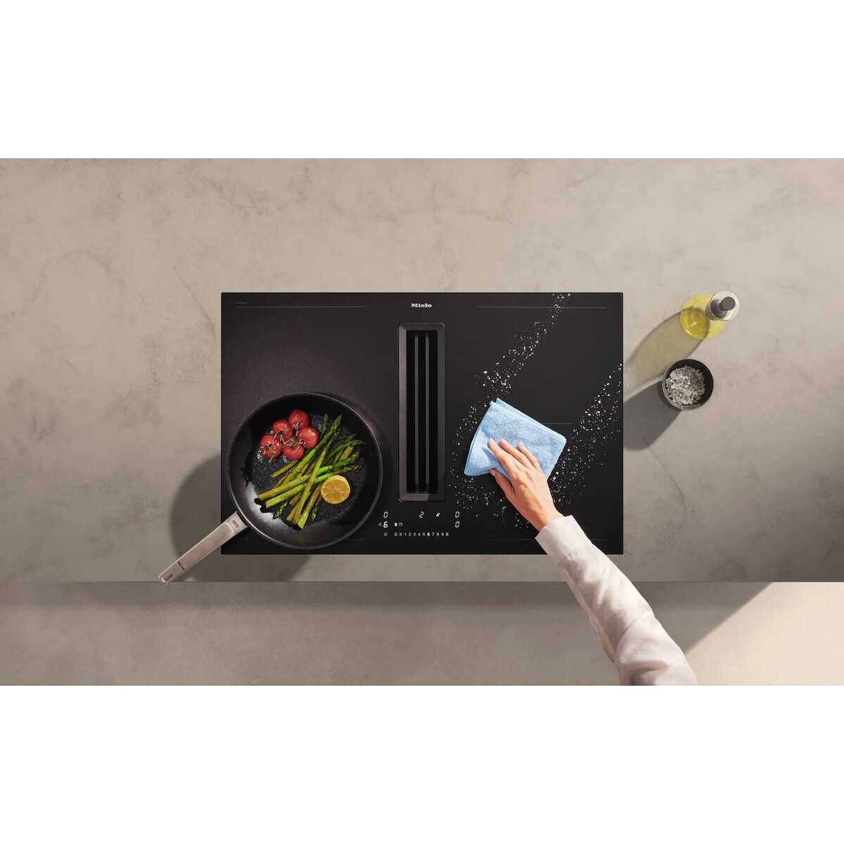 Placa de Indução com Exaustor Integrado Miele KMDA 7876 FL-U, MattFinish, 2 Zonas PowerFlex XL Extra Grandes e 80 cm - Preto Mate Preto mate-4