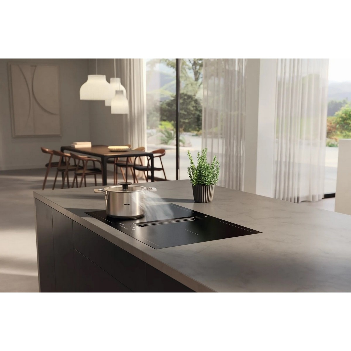 Placa de Indução com Exaustor Integrado Miele KMDA 7876 FL-U, MattFinish, 2 Zonas PowerFlex XL Extra Grandes e 80 cm - Preto Mate Preto mate-3