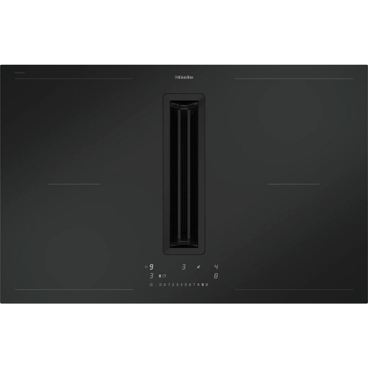 Placa de Indução com Exaustor Integrado Miele KMDA 7876 FL-U, MattFinish, 2 Zonas PowerFlex XL Extra Grandes e 80 cm - Preto Mate Preto mate-1