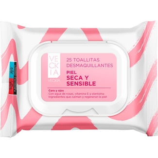 Toalhitas Desmaquilhantes Rosto e Olhos para Pele Seca e Sensivel embalagem 25 unidades - Veckia