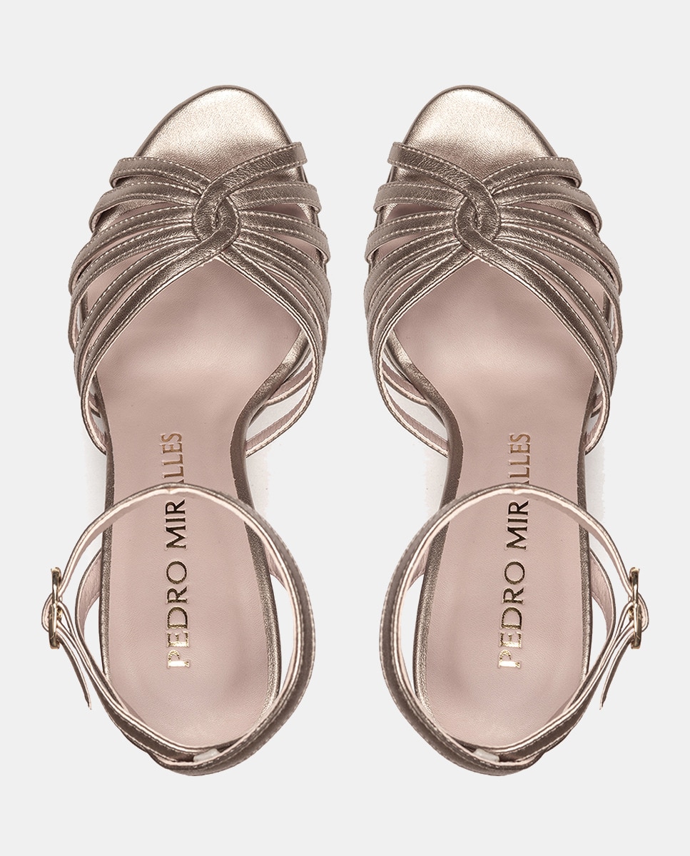 Sandalias Texturizadas Loey Con Correa Al Tobillo Y Lazo - Beige